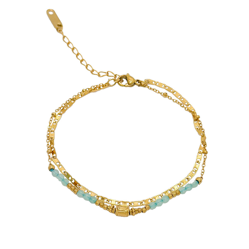 Mineral Steel Bracelet - Round - Amazonite