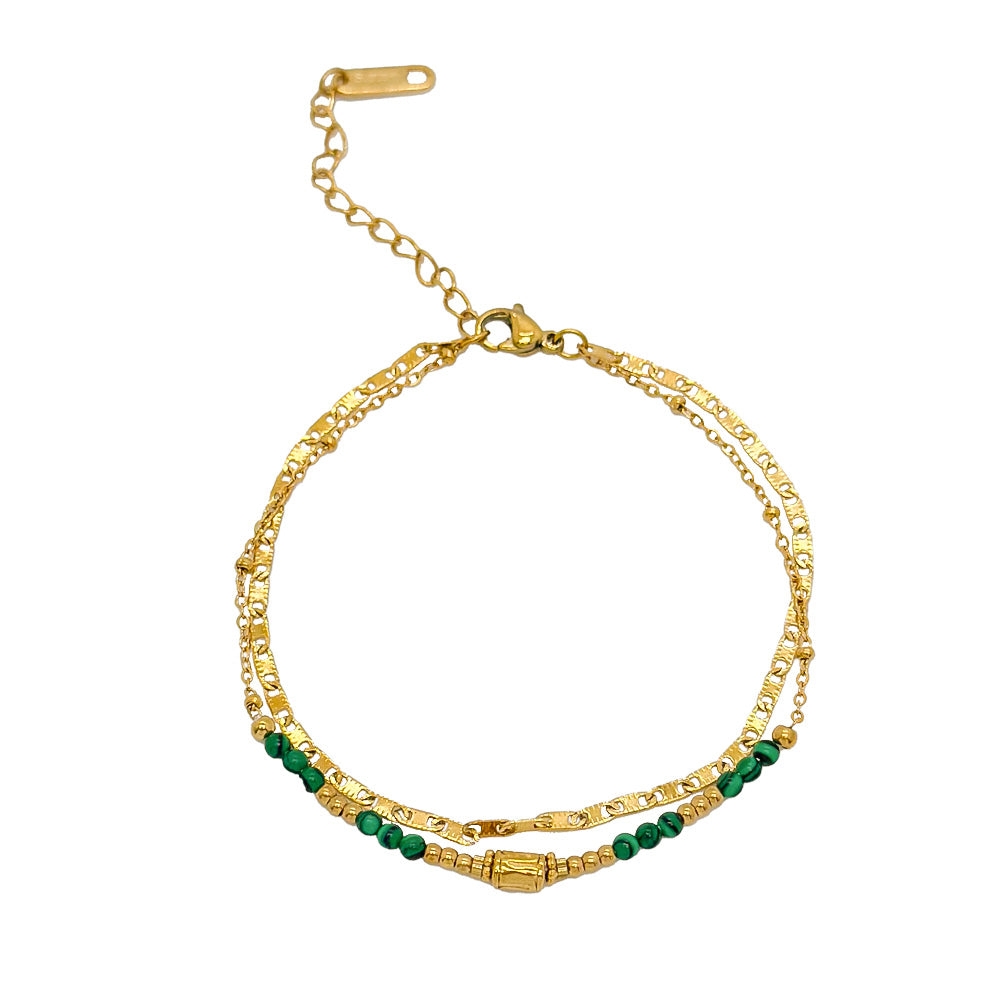 Mineral Steel Bracelet - Round - Malachite