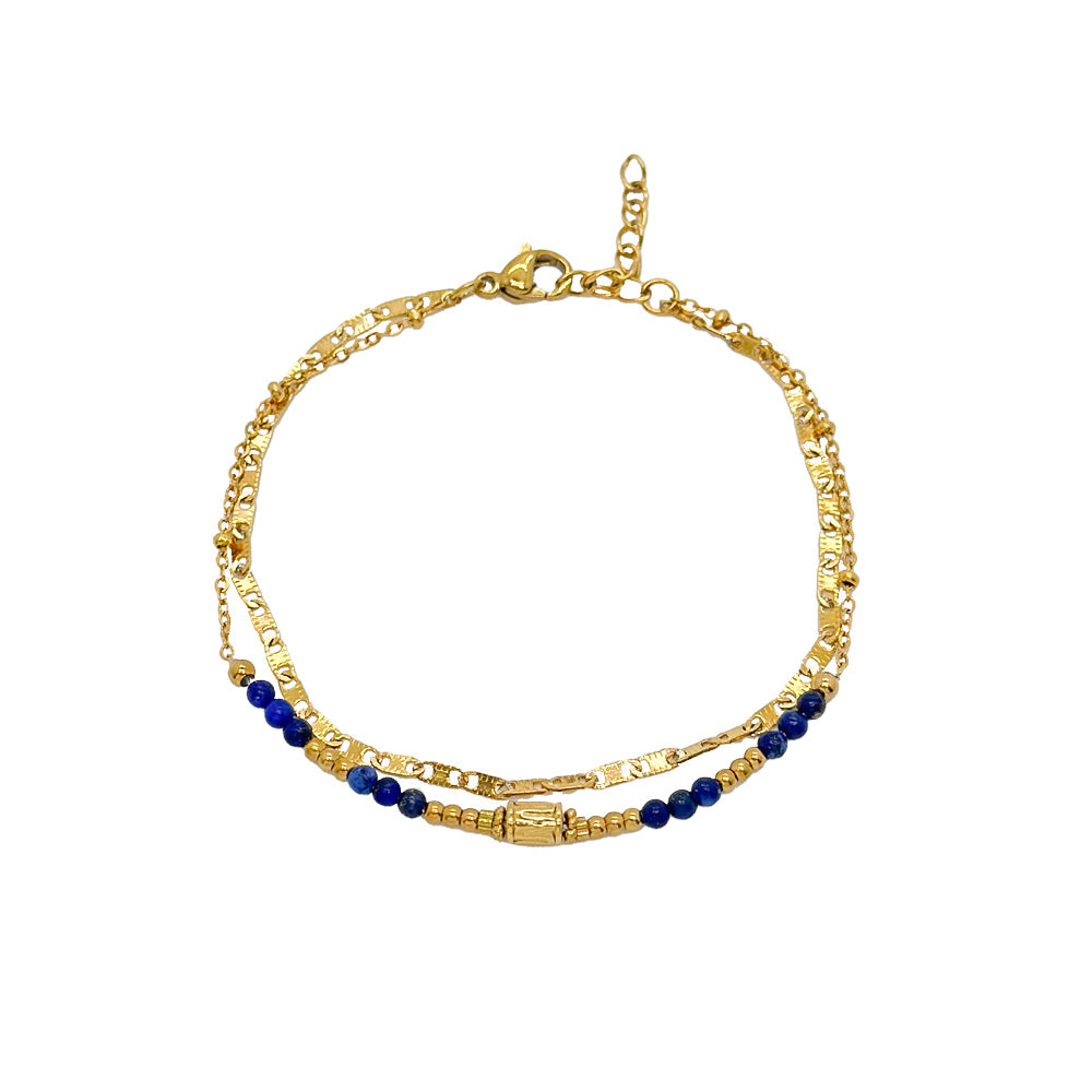 Mineral Steel Bracelet - Round - Lapis Lazuli