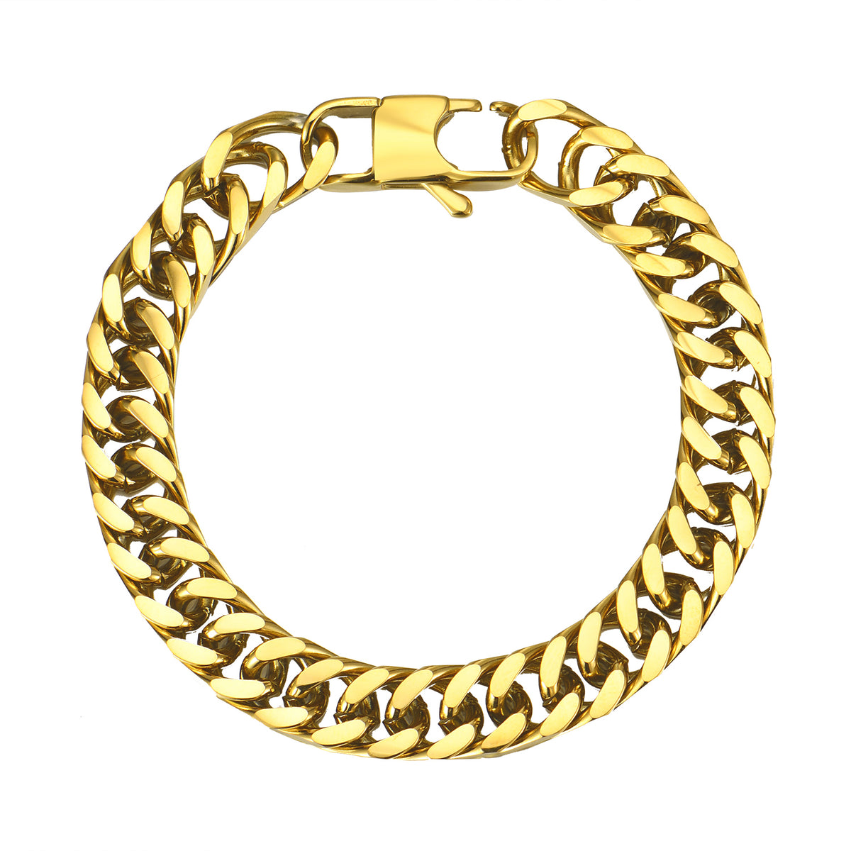 Steel Link Bracelet - 18 cm - Gold Color
