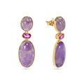 Amethyst Mineral Oval Earrings – Zirconia – 38 mm- Gold-plated