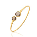 Mineral Bracelet - 9 and 7mm - Gold Plated Silver - Smoky Quartz
