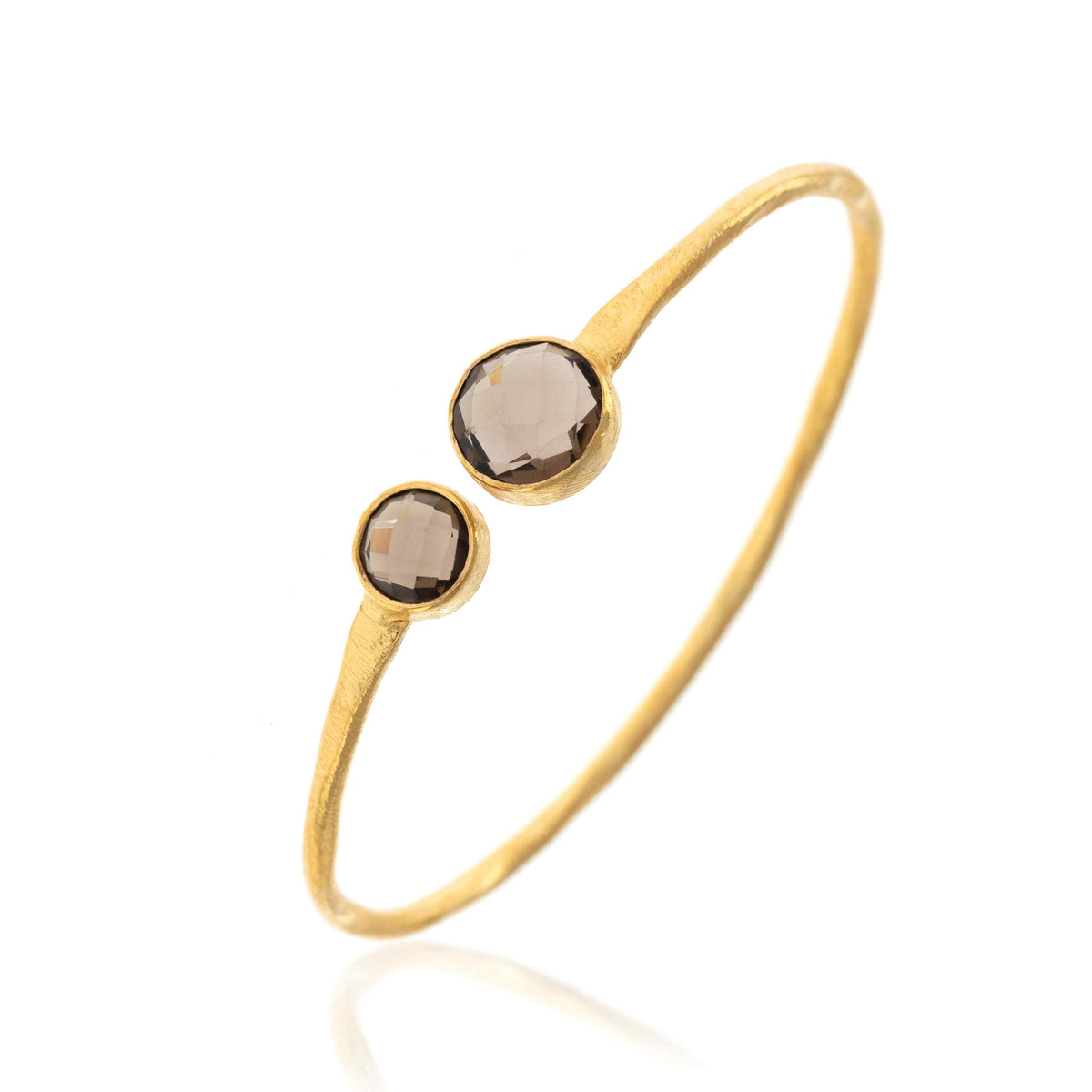 Mineral Bracelet - 9 and 7mm - Gold Plated Silver - Smoky Quartz