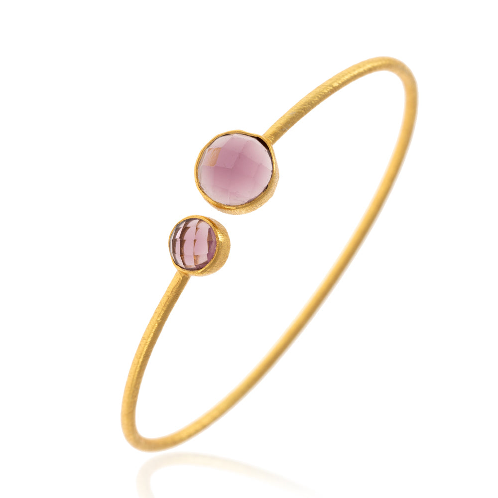Mineral Bracelet - 9 and 7mm - Gold Plated Silver - Amazonite