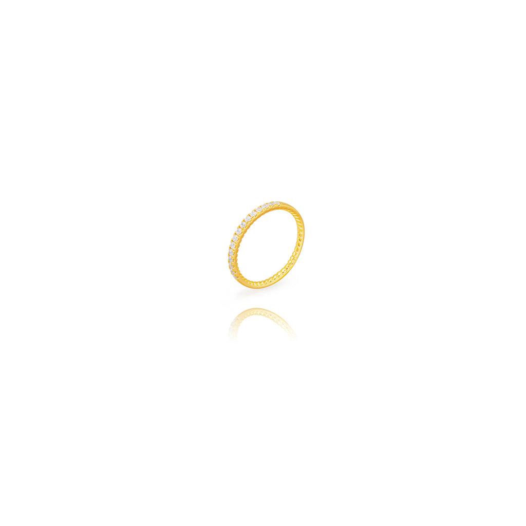Silver Zirconia Ring - Crisscross - Gold Plated