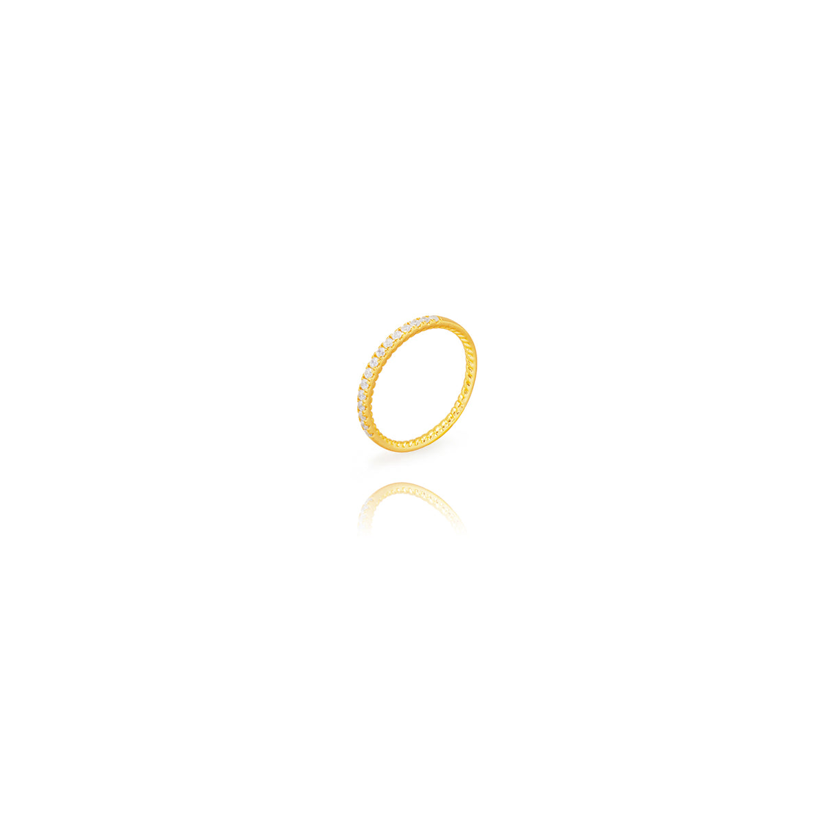 Silver Zirconia Ring - Crisscross - Gold Plated