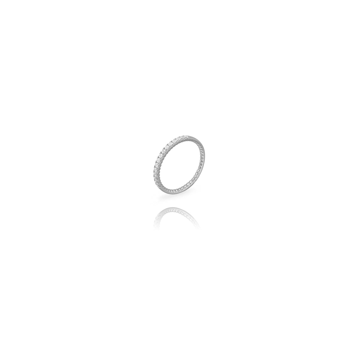 Silver Zirconia Ring - Crisscross - Rhodium-Plated Silver