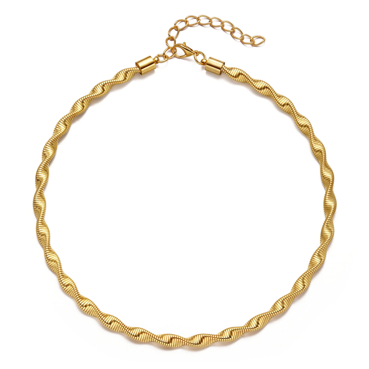 Plain Rigid Choker - Spiral - Gold Plated