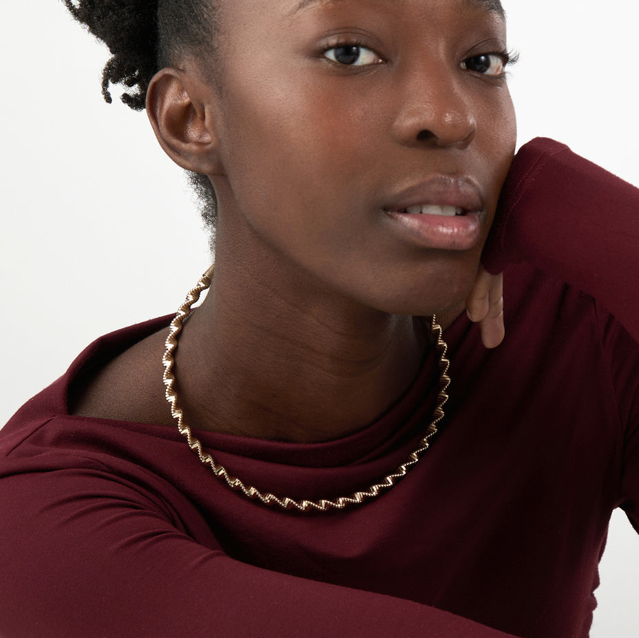 Plain Rigid Choker - Spiral - Gold Plated