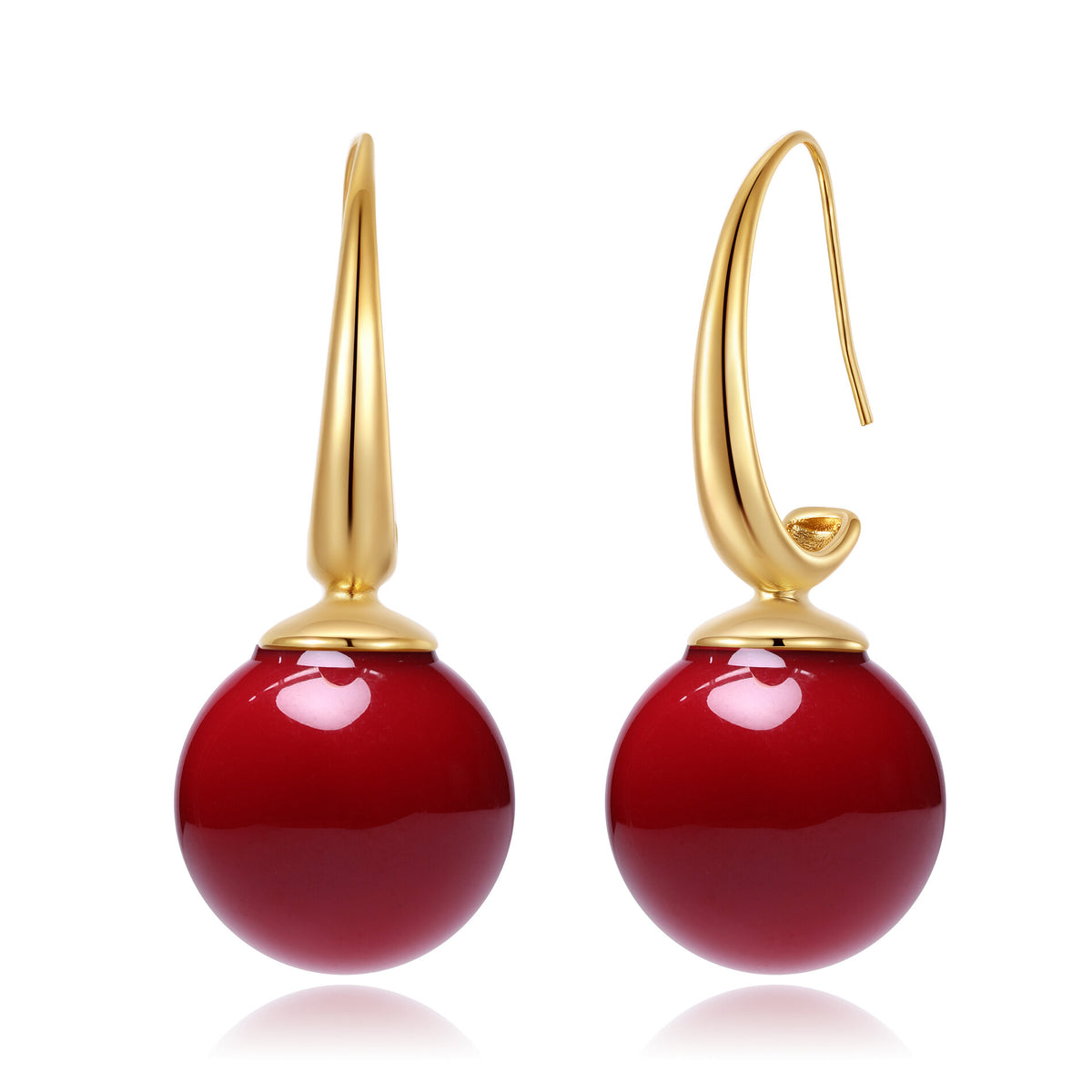 Earrings Mineral Ball - 44 mm - Gold Color