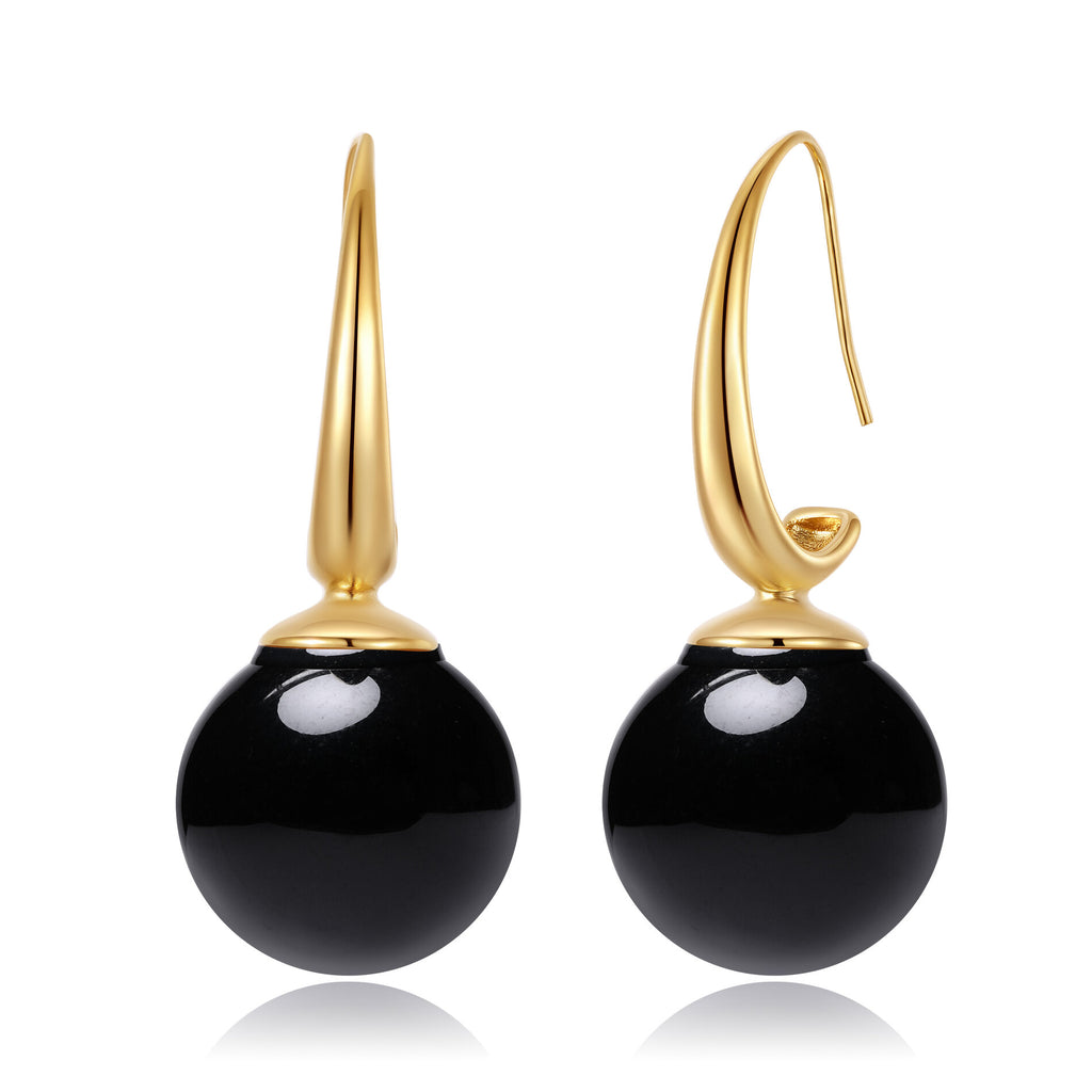 Earrings Mineral Ball - 44 mm - Gold Color