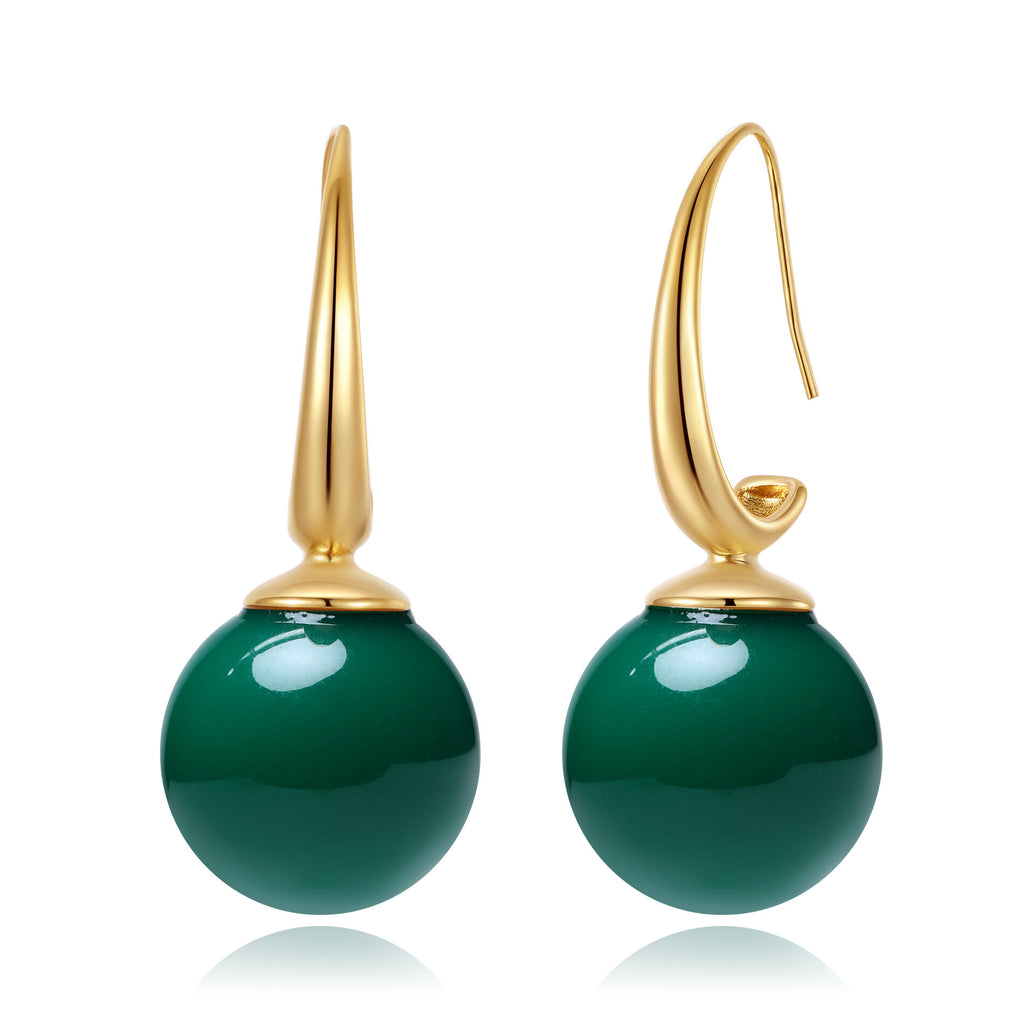 Earrings Mineral Ball - 44 mm - Gold Color