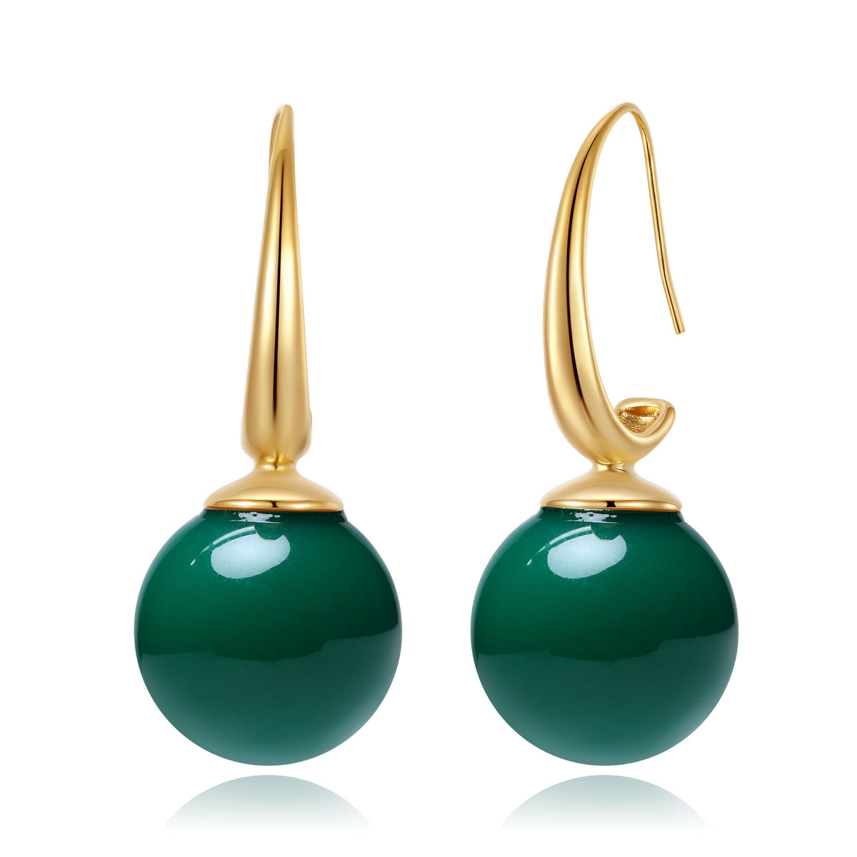 Earrings Mineral Ball - 44 mm - Gold Color