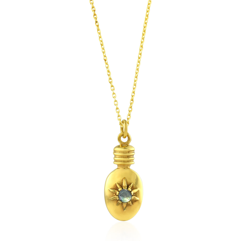 Bronze Necklace - Labradorite Flask