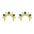 Moon earrings - Green Zircon  - Gold Plated