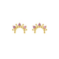Moon earrings - Red Zircon  - Gold Plated