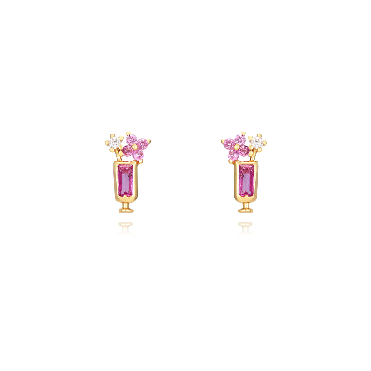 Cup Earrings - Ruby Zirconia