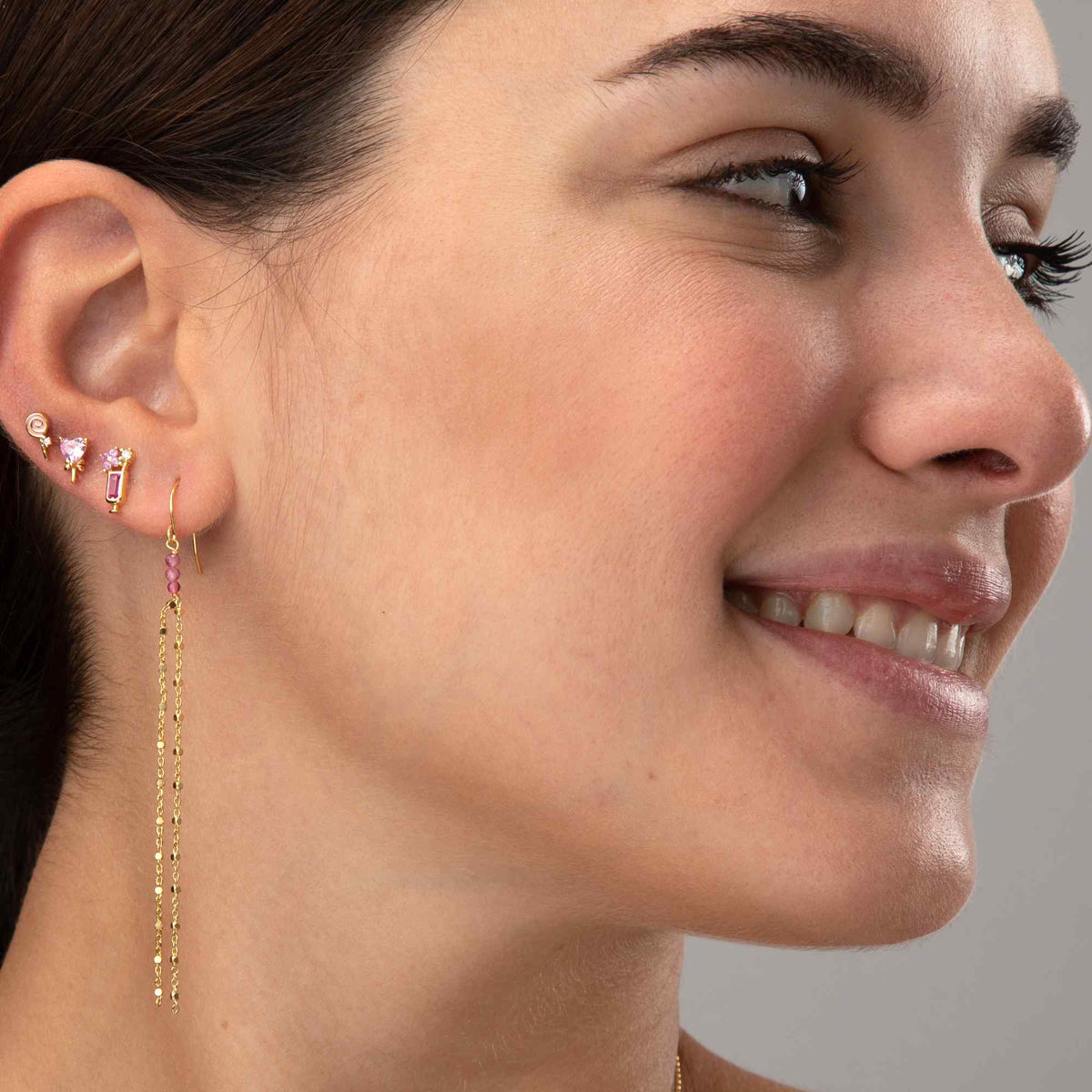 Cup Earrings - Ruby Zirconia