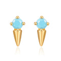 Zirconia Earrings - Turquoise - Gold Plated Silver