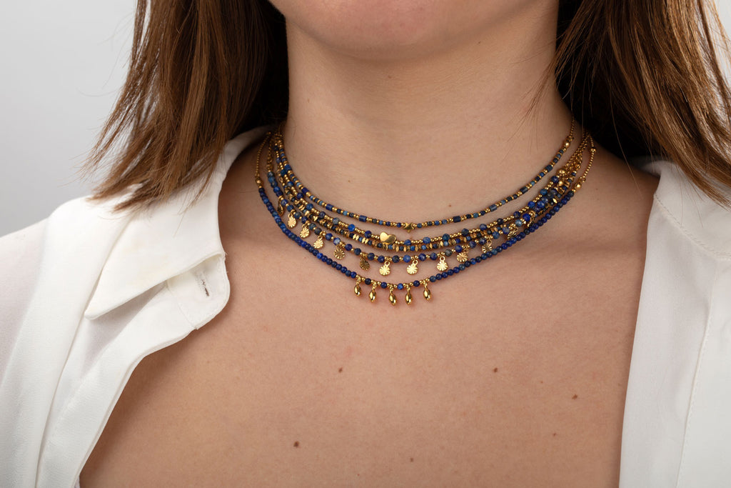 Pozlacený choker s amazonitem