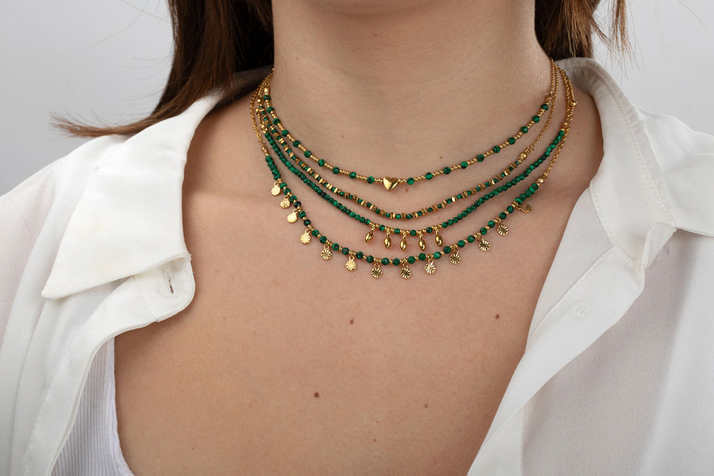 Pozlacený choker s amazonitem