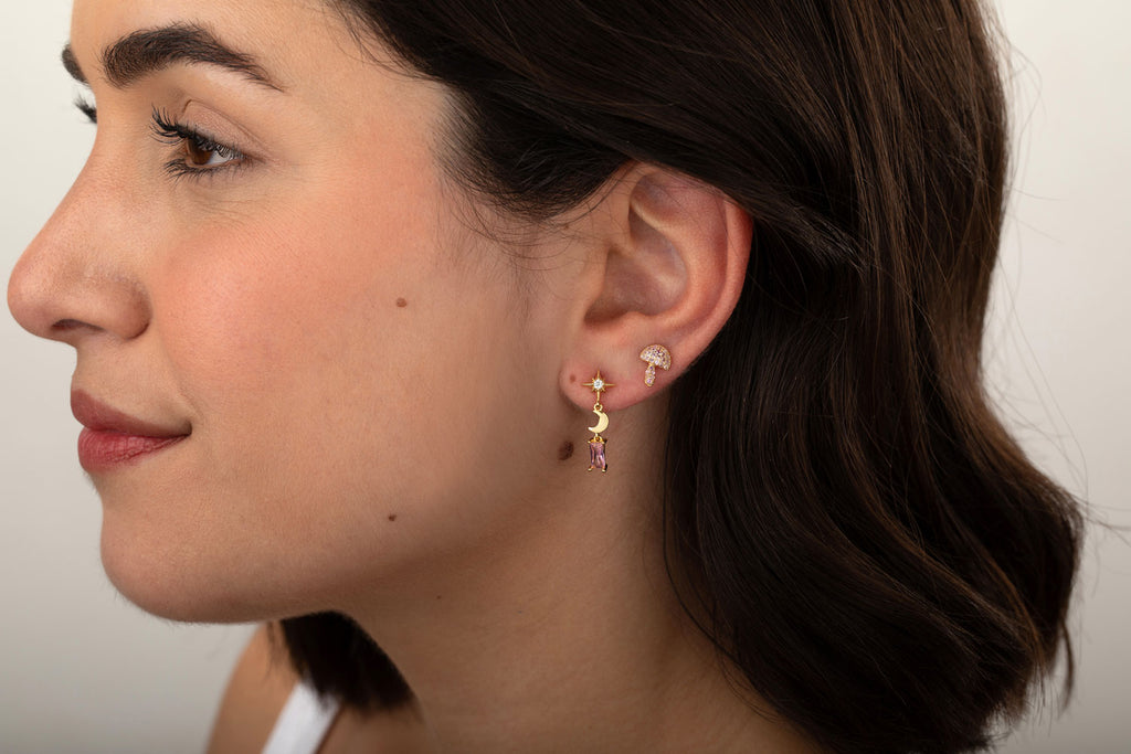 Mushroom Earrings-Zirconia