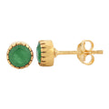 Zirconia Earrings - Button - Green Onyx