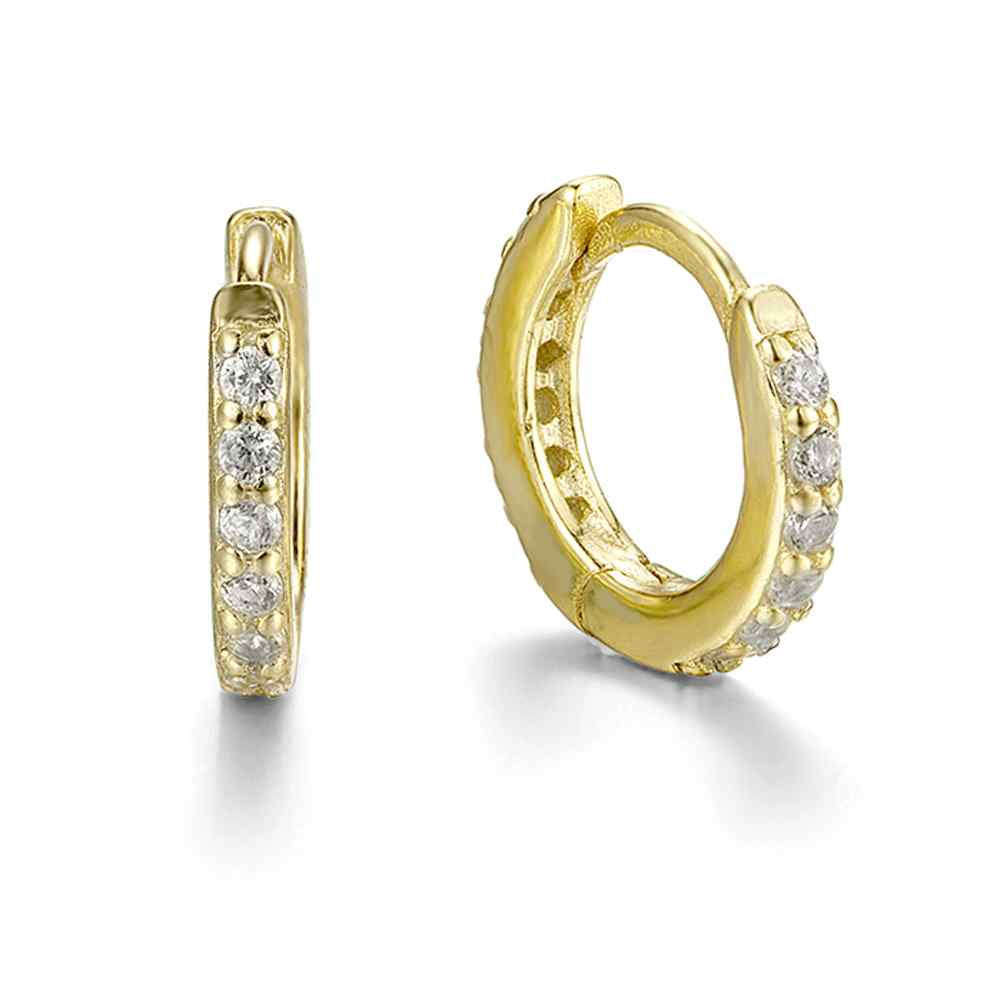 Zirconia Earrings -  White Zircon - Silver Gold Plated