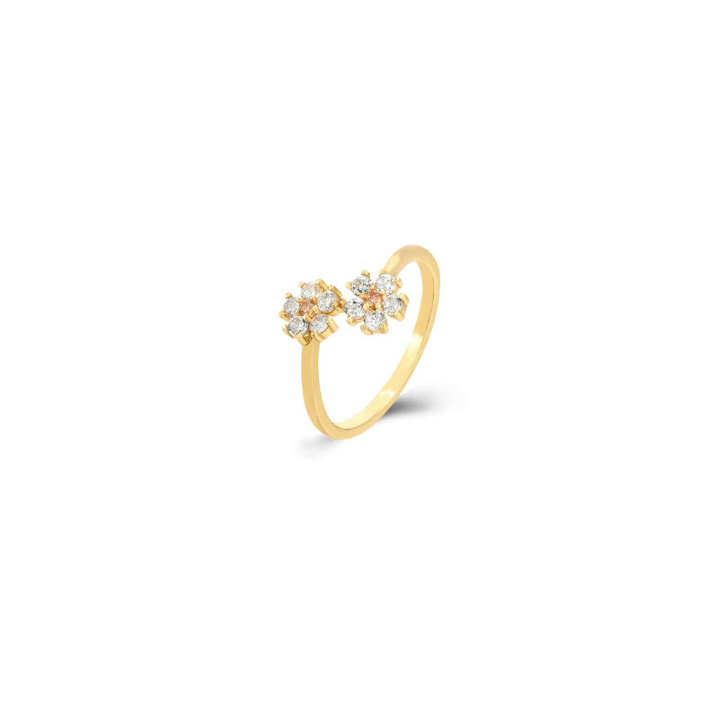 Open Zirconia Ring - Flower 6 mm - Gold Plated