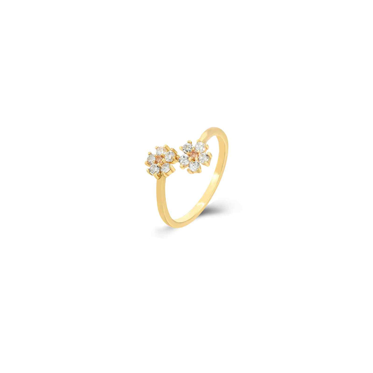 Open Zirconia Ring - Flower 6 mm - Gold Plated