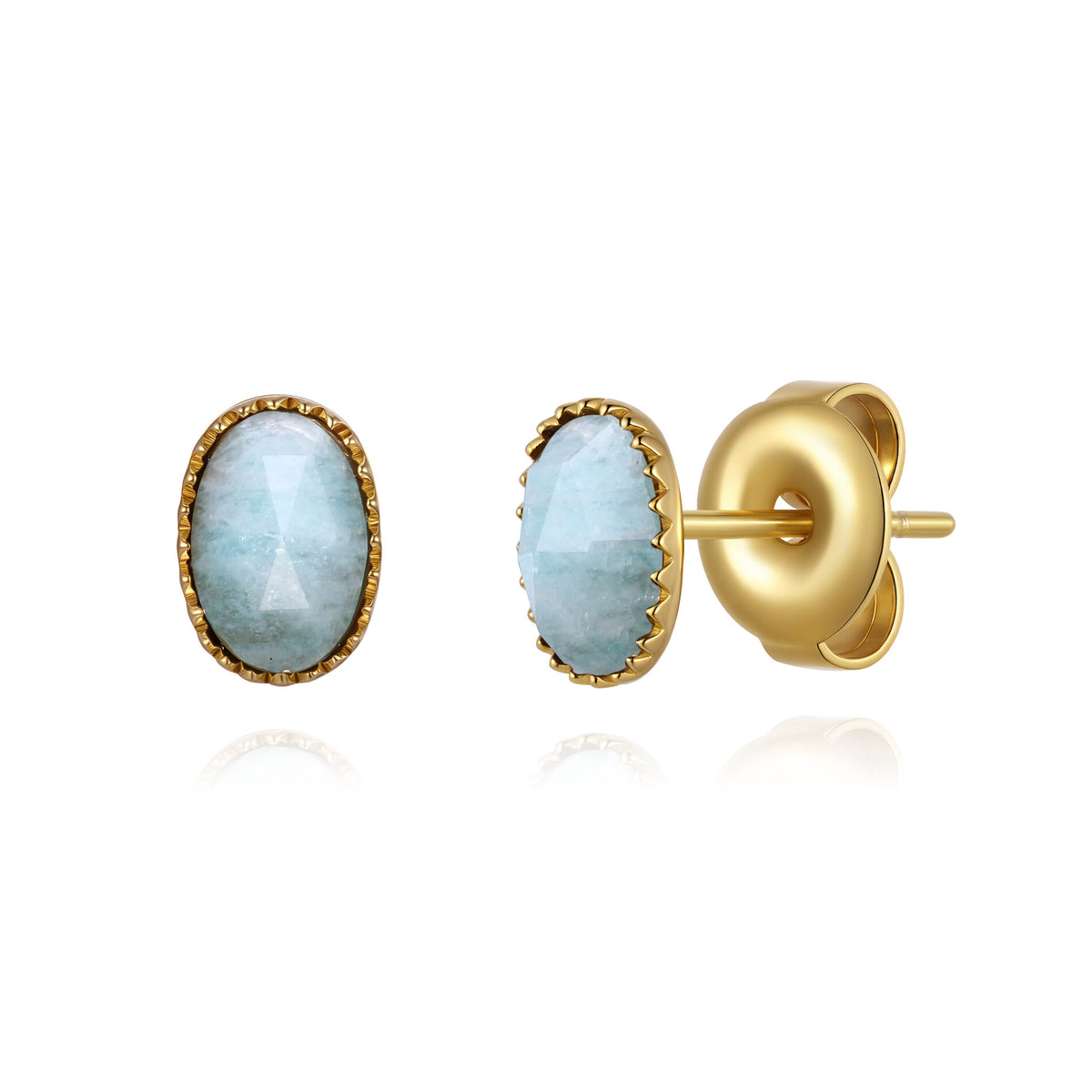 Natural Mineral Earrings - 7 mm - Gold Color