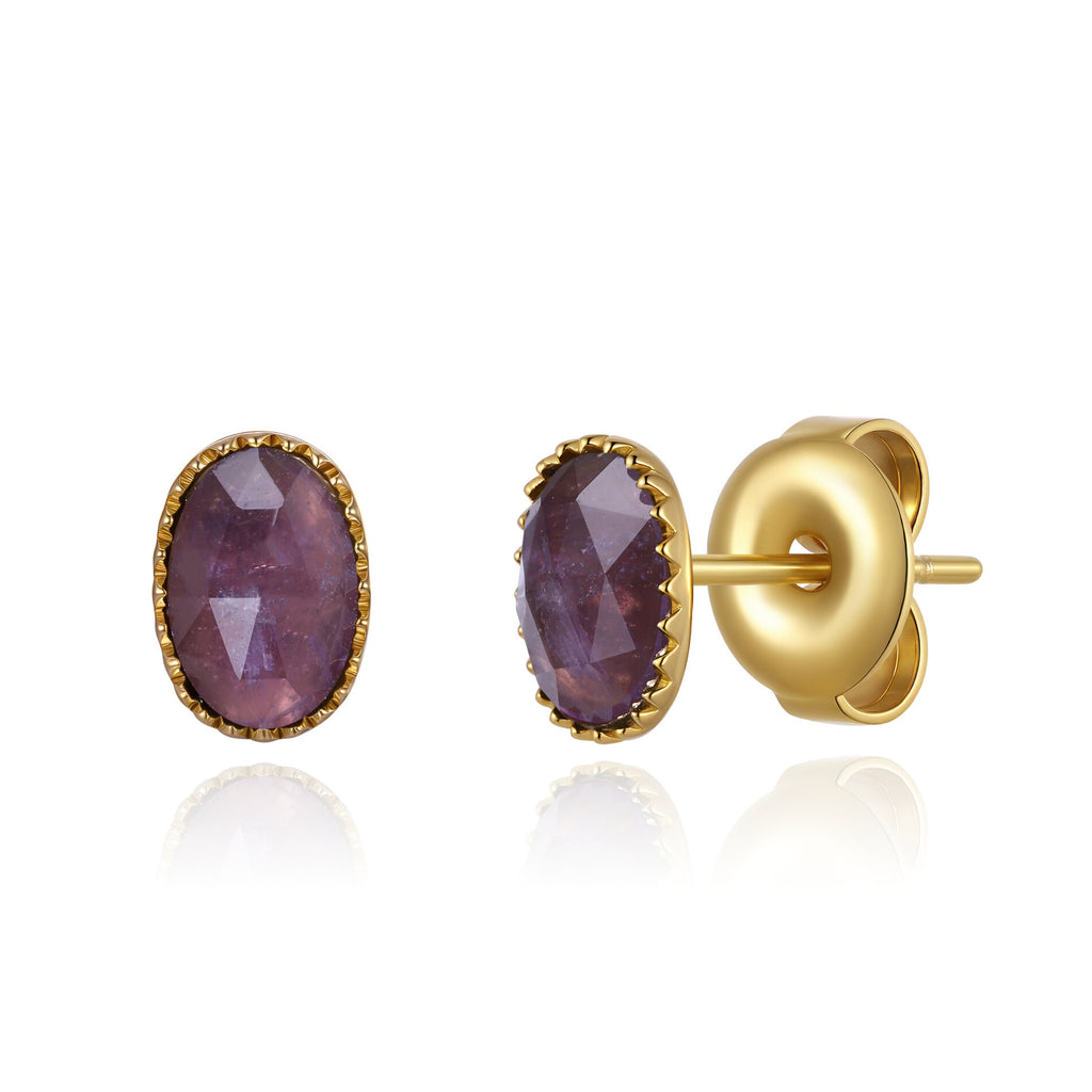 Natural Mineral Earrings - 7 mm - Gold Color