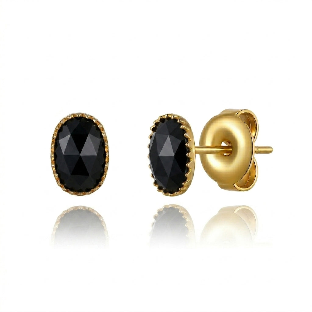 Natural Mineral Earrings - 7 mm - Gold Color