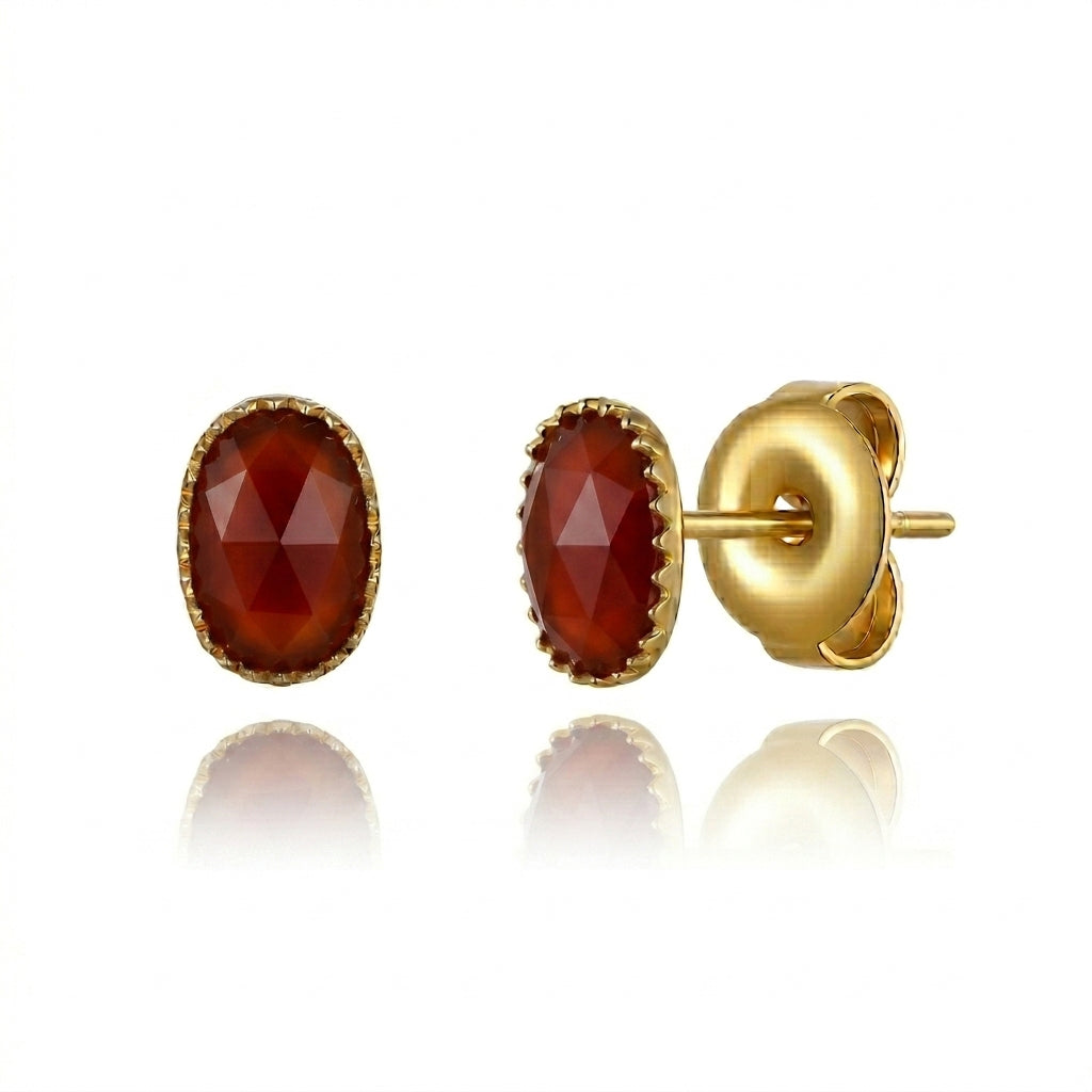 Natural Mineral Earrings - 7 mm - Gold Color