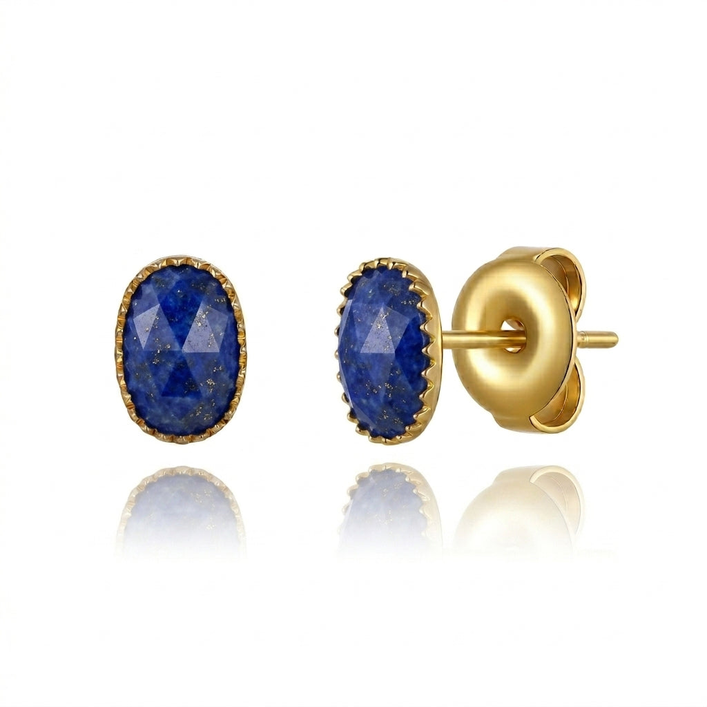 Natural Mineral Earrings - 7 mm - Gold Color