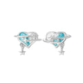 Silver Earrings - Heart with Stars -  Multi Enamel - Rhodium Plated