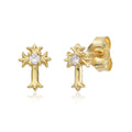 Silver Earrings - Cross -  Gold Plated