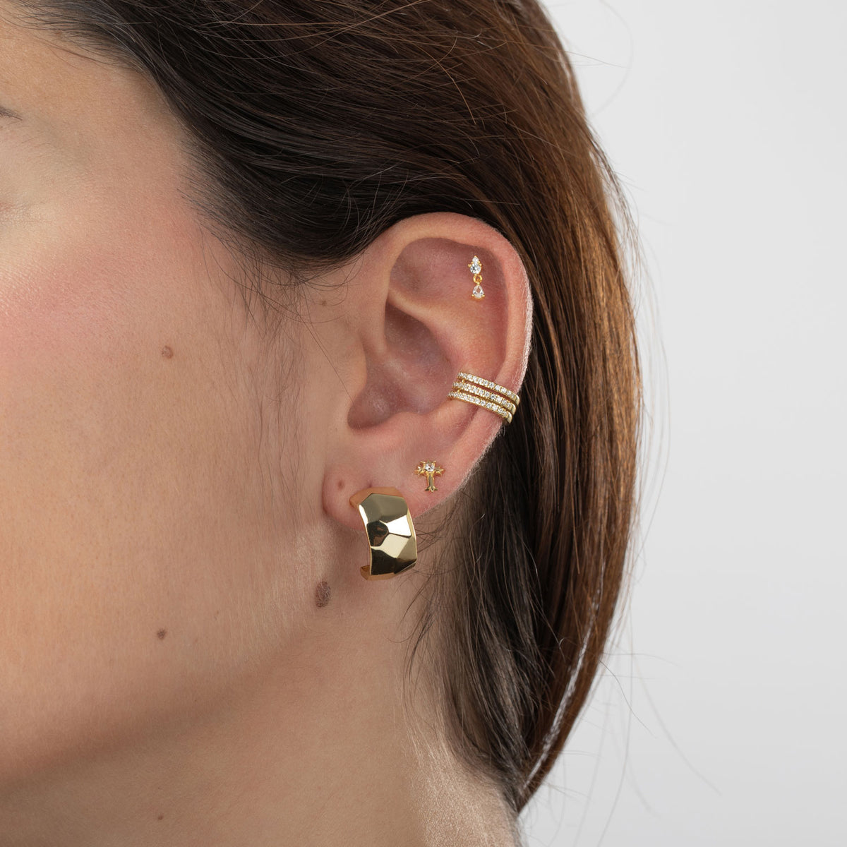 Silver Earrings - Cross -  Gold Plated