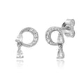 Silver Earrings - Zirconia -  Rhodium-Plated Silver