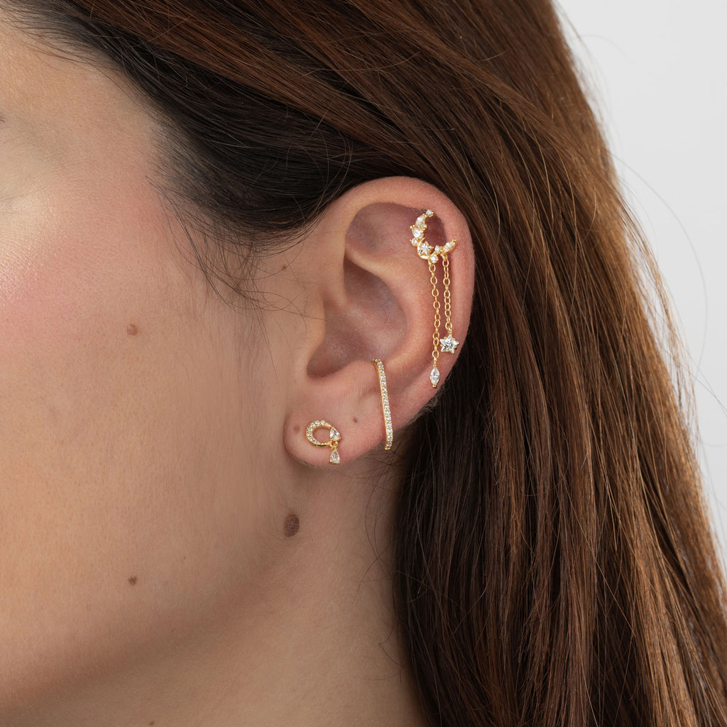 Silver Earrings - Zirconia -  Rhodium-Plated Silver