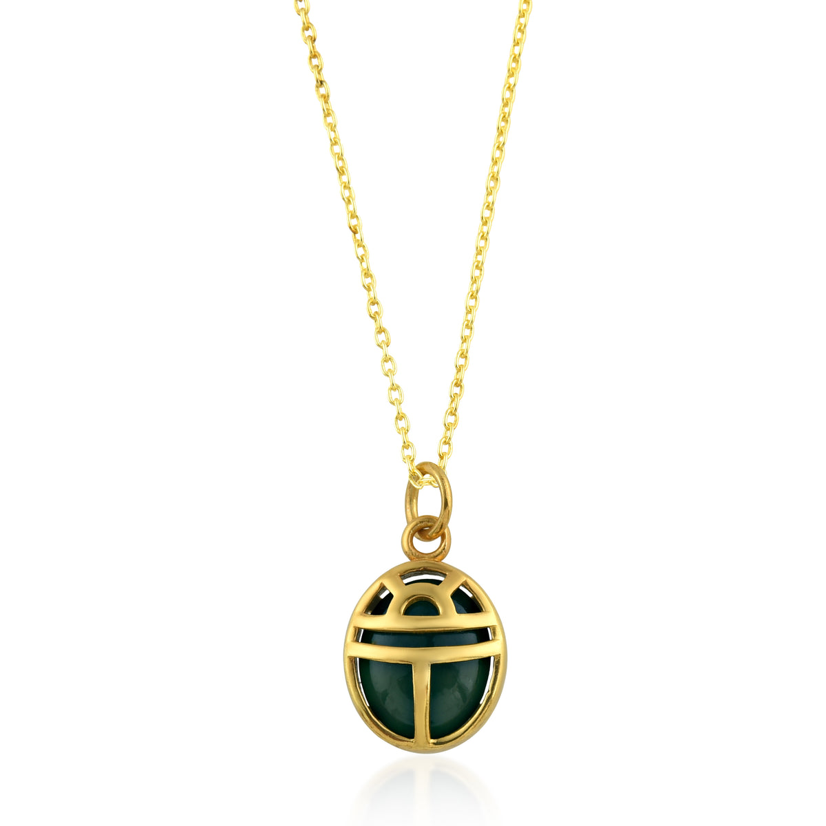 Mineral Necklce - Beetle Green Onyx - Gold Plated