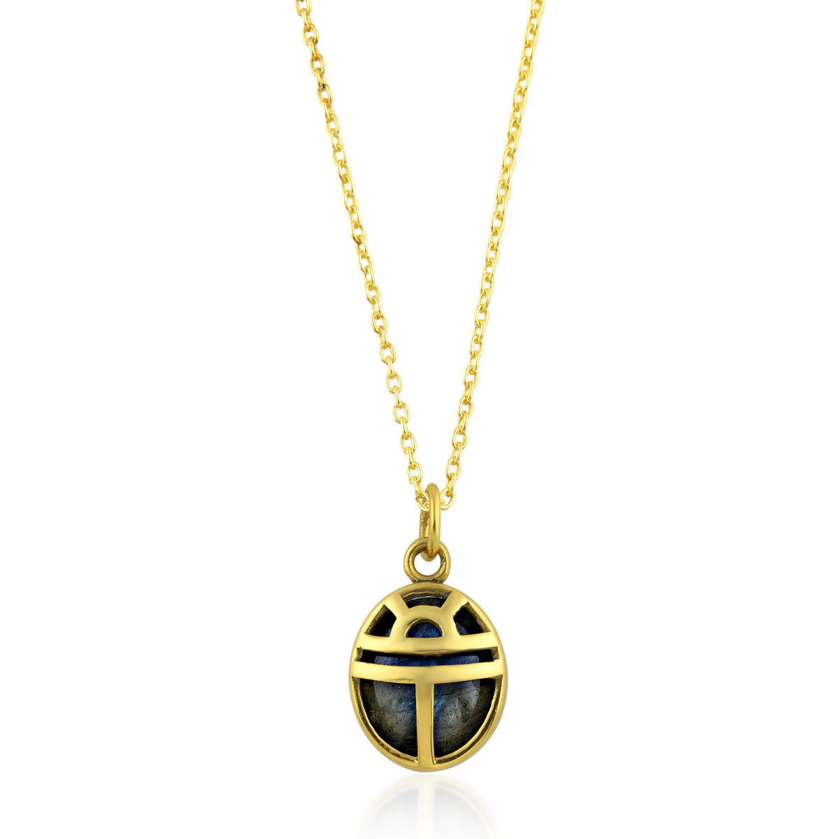 Mineral Necklce - Beetle Labradorite - Gold Plated