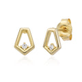 Silver Earrings - Rhombus - Gold Plated