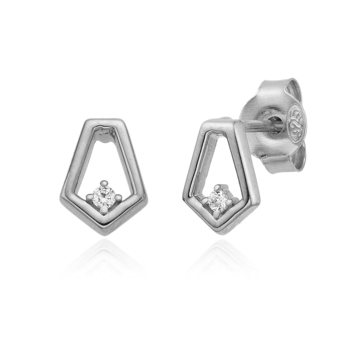 Silver Earrings - Rhombus -  RhodiumSilver
