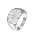 Zirconia Ring - Star - Rhodium Silver