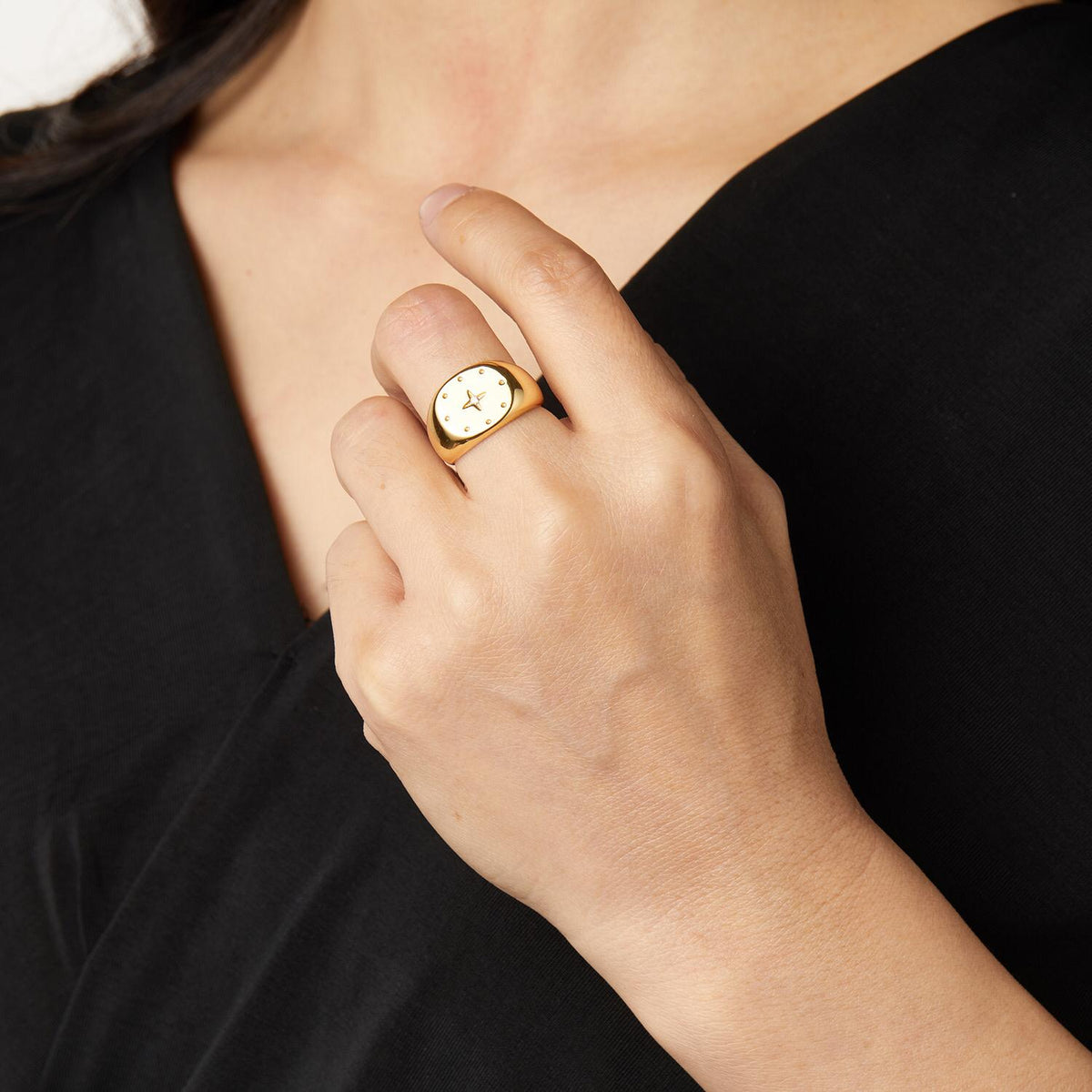 Zirconia Ring - Star - Rhodium Silver