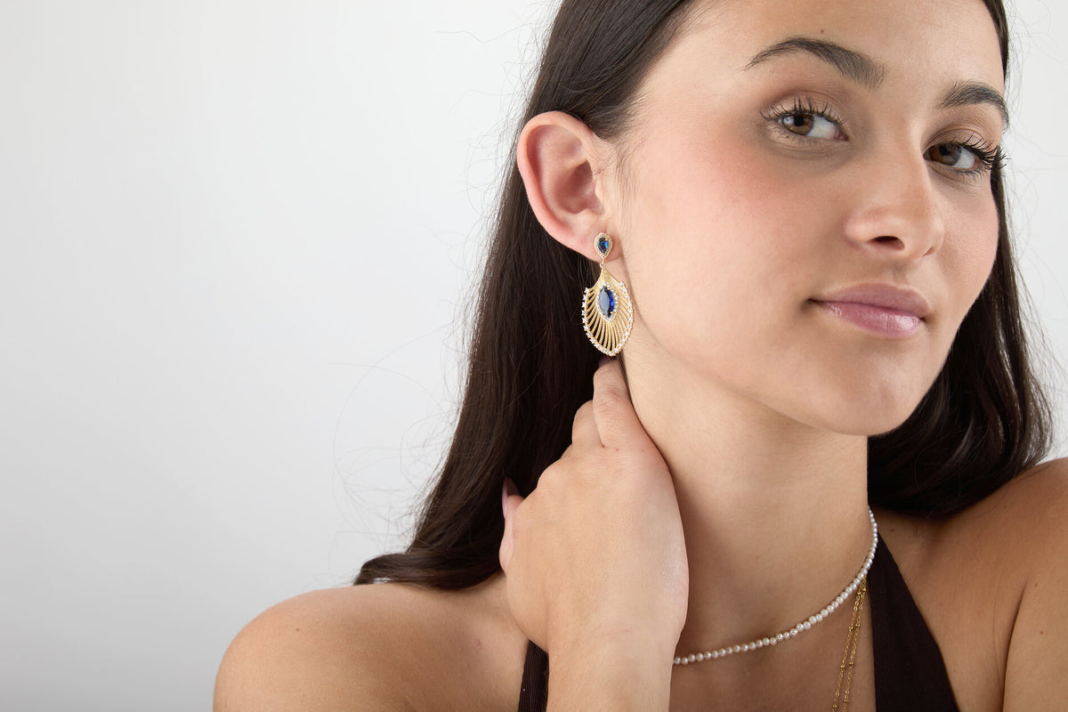 Earrings - Marquis Zirconia - Leaf