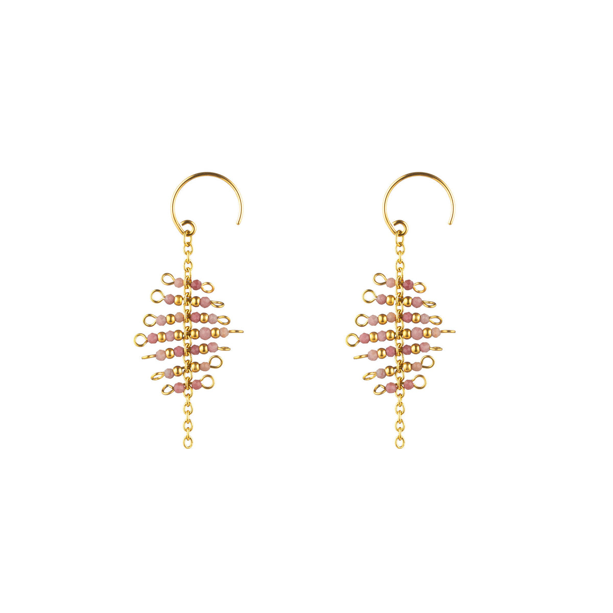 Mineral Earring  - Hoop - Rhodonite