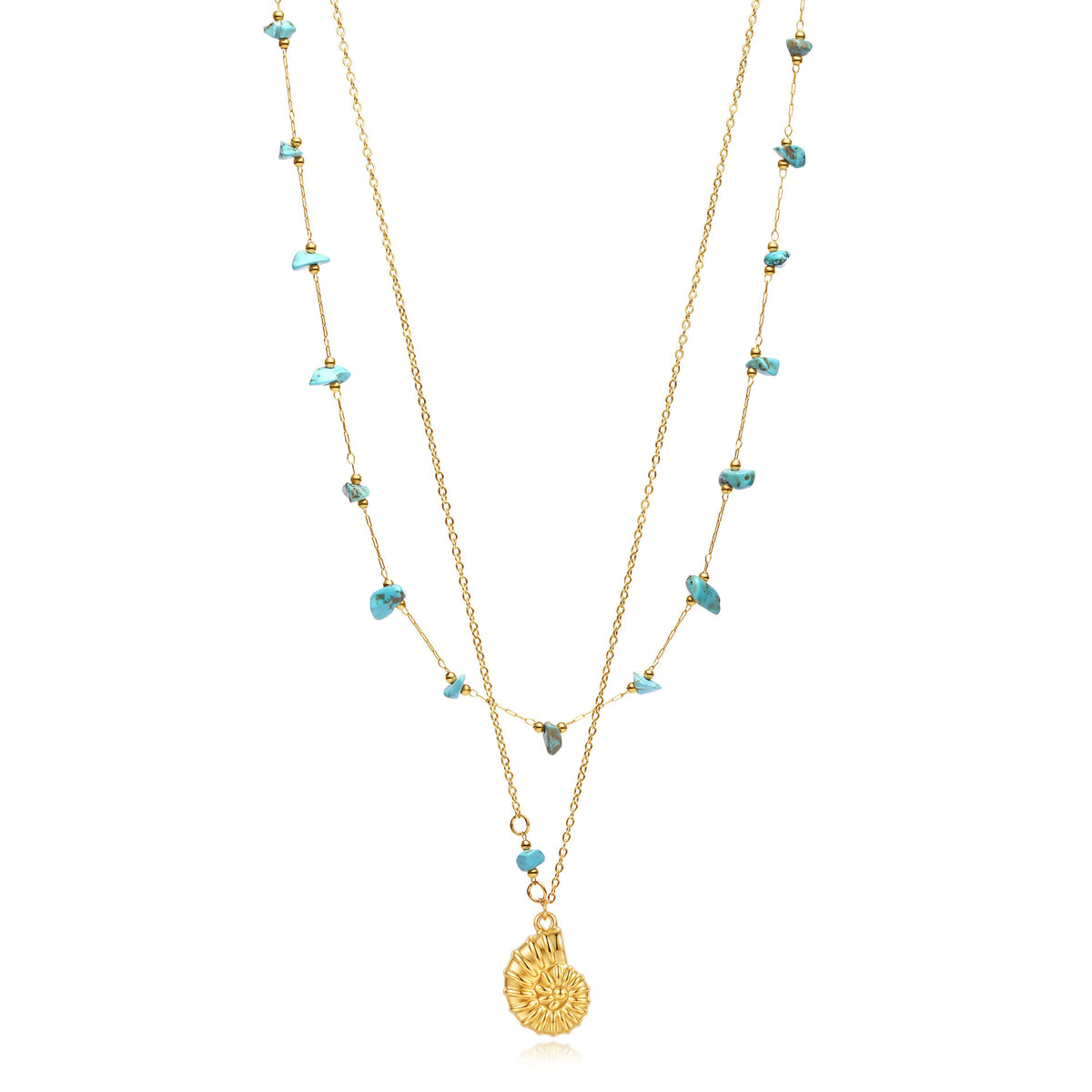 Necklace  Smooth - Double - Mineral - Seashell