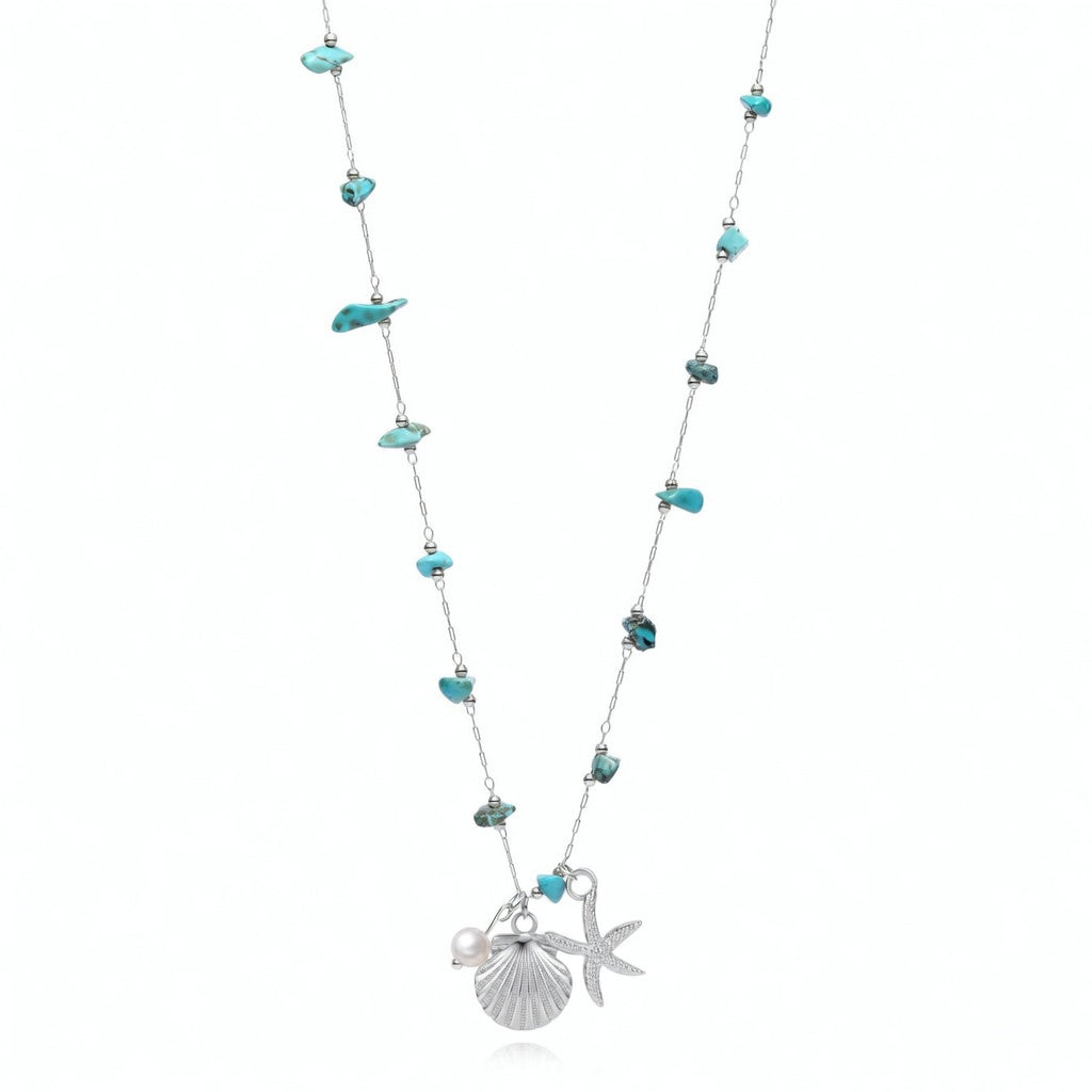 Necklace  Smooth - Pearl - Starfish - Shell